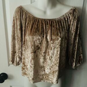 Hollister gold velour crop top